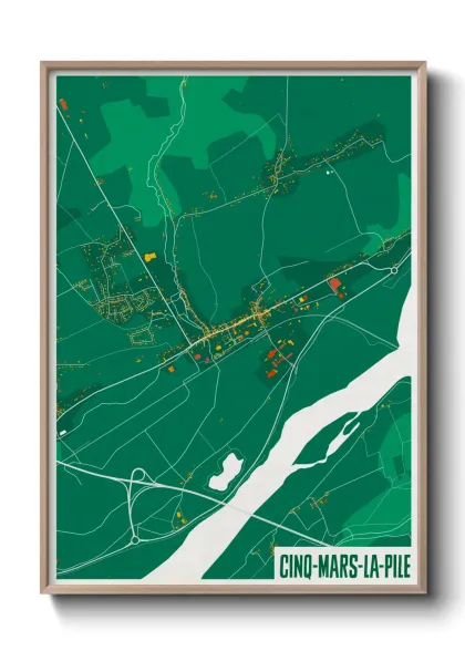 Une affiche de carte sur Cinq-Mars-la-Pile