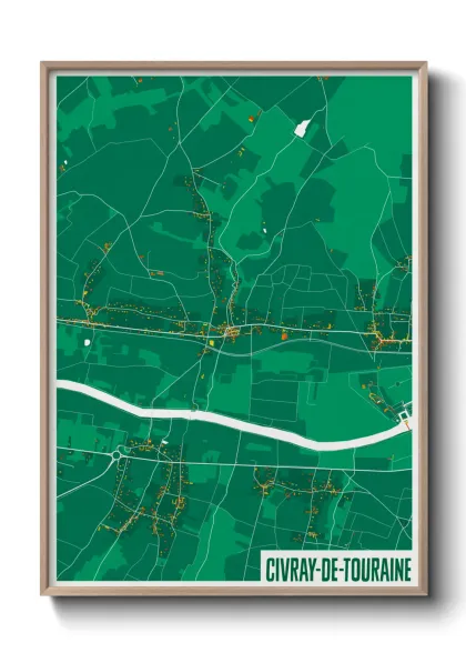 Une affiche de carte sur Civray-de-Touraine