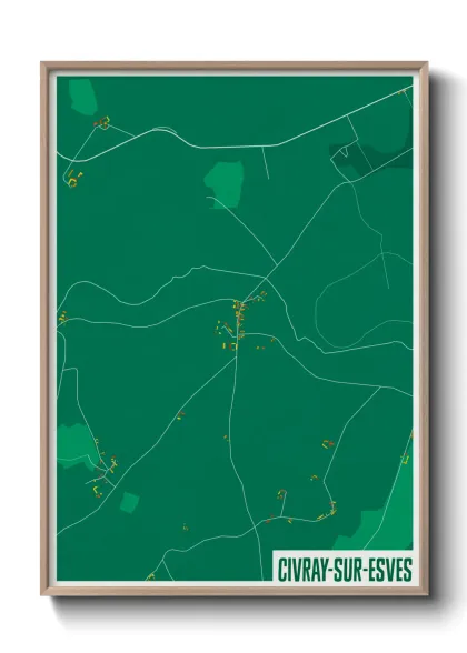 Une affiche de carte sur Civray-sur-Esves