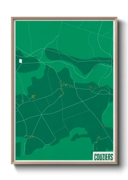 Une affiche de carte sur Couziers