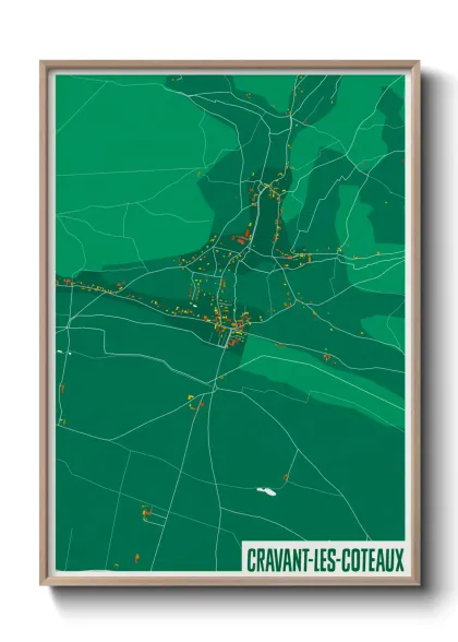 Une affiche de carte sur Cravant-les-Coteaux