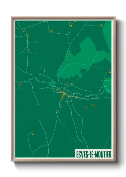 Une affiche de carte sur Esves-le-Moutier