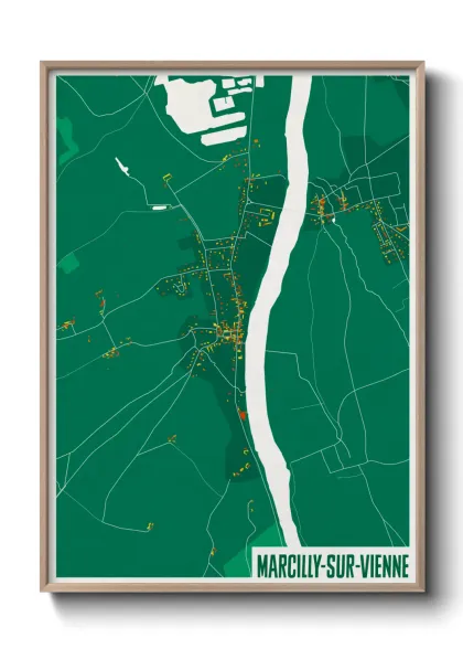 Une affiche de carte sur Marcilly-sur-Vienne