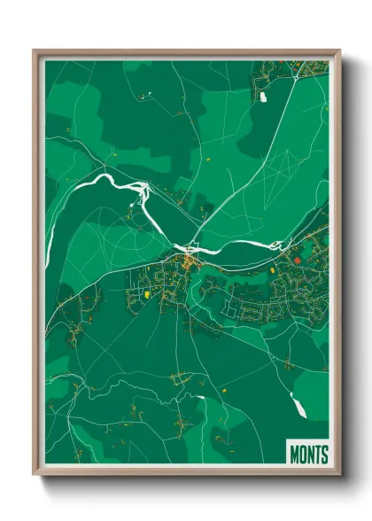 Une affiche de carte sur Monts