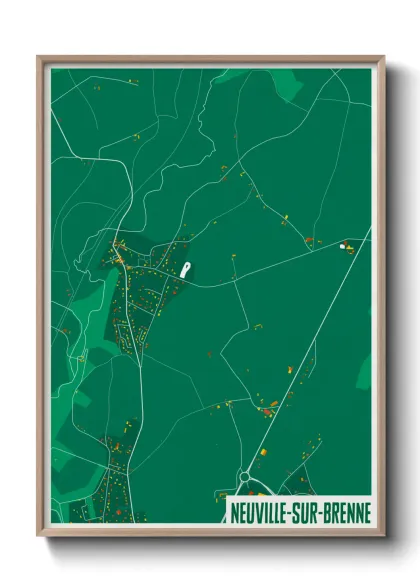 Une affiche de carte sur Neuville-sur-Brenne