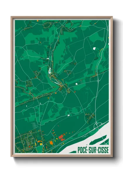 Une affiche de carte sur Pocé-sur-Cisse