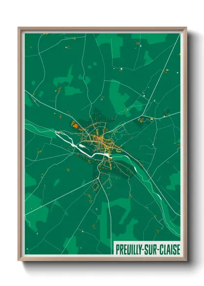 Une affiche de carte sur Preuilly-sur-Claise