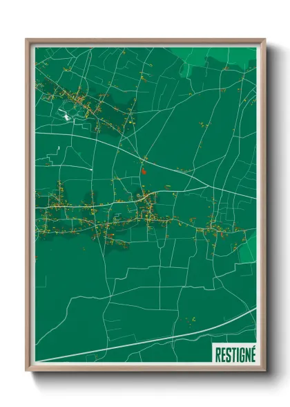 Une affiche de carte sur Restigné