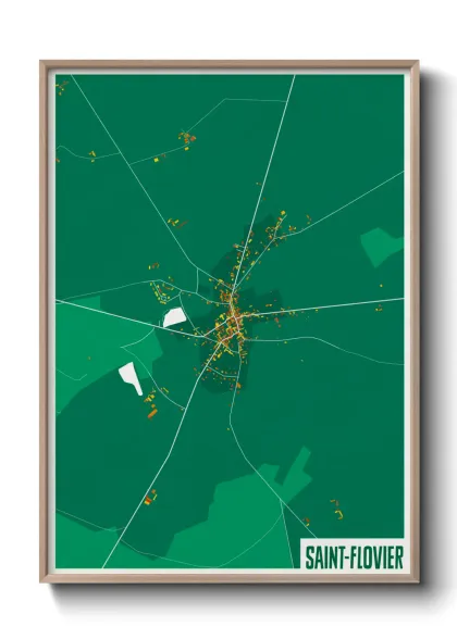 Une affiche de carte sur Saint-Flovier