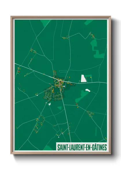 Une affiche de carte sur Saint-Laurent-en-Gâtines