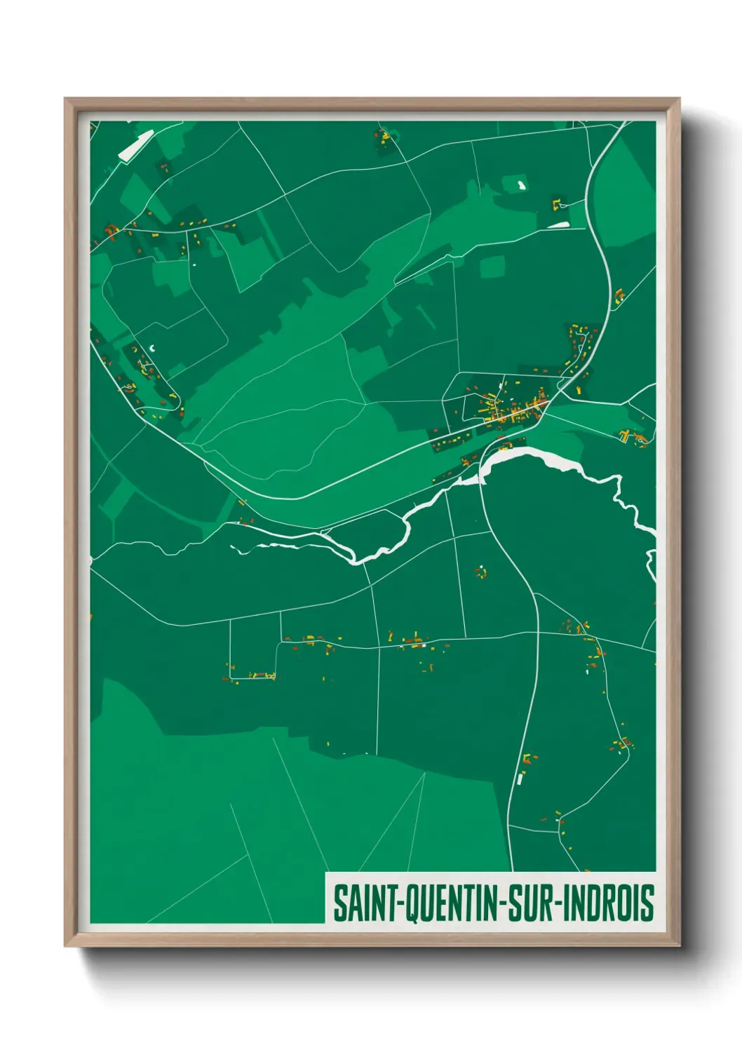 Un poster carte Saint-Quentin-sur-Indrois