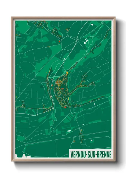 Une affiche de carte sur Vernou-sur-Brenne