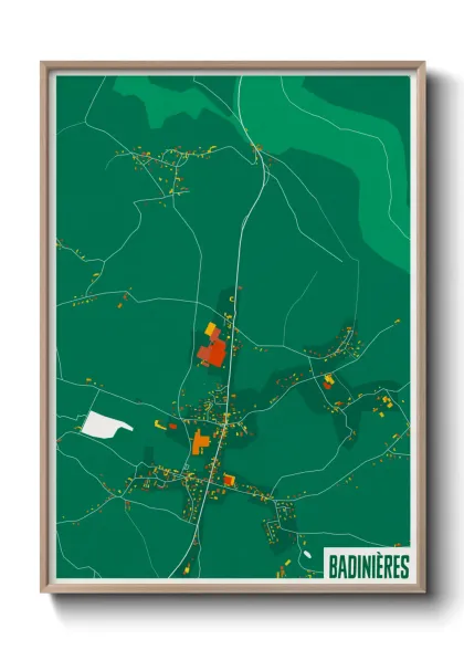 Une affiche de carte sur Badinières