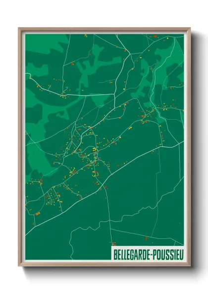 Une affiche de carte sur Bellegarde-Poussieu