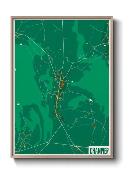 Une affiche de carte sur Champier