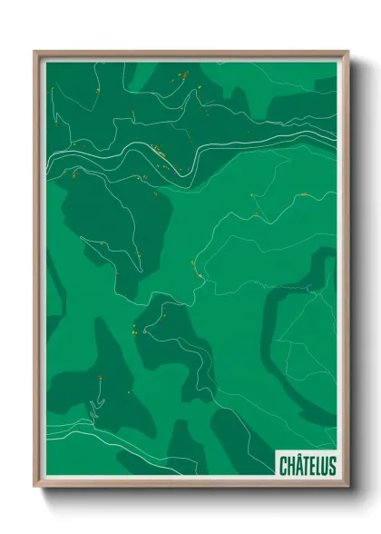 Une affiche de carte sur Châtelus