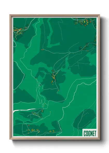 Une affiche de carte sur Cognet