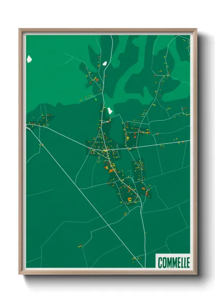 Une affiche de carte sur Commelle