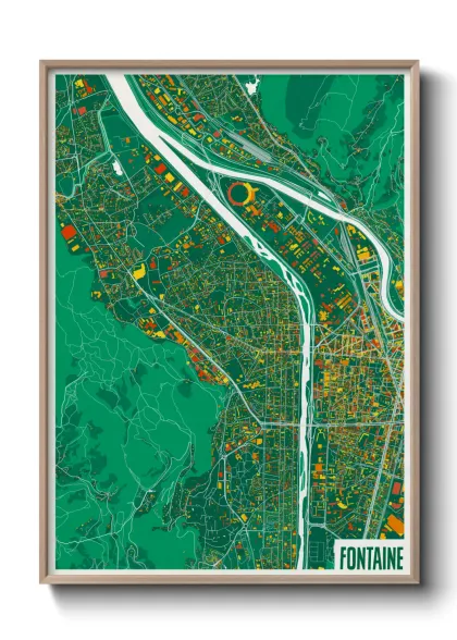 Une affiche de carte sur Fontaine