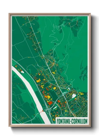 Une affiche de carte sur Fontanil-Cornillon