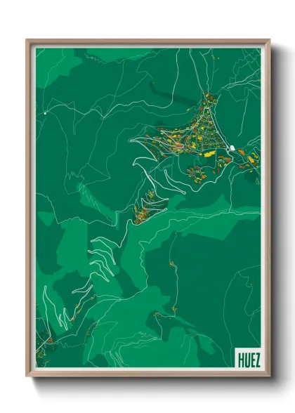 Une affiche de carte sur Huez