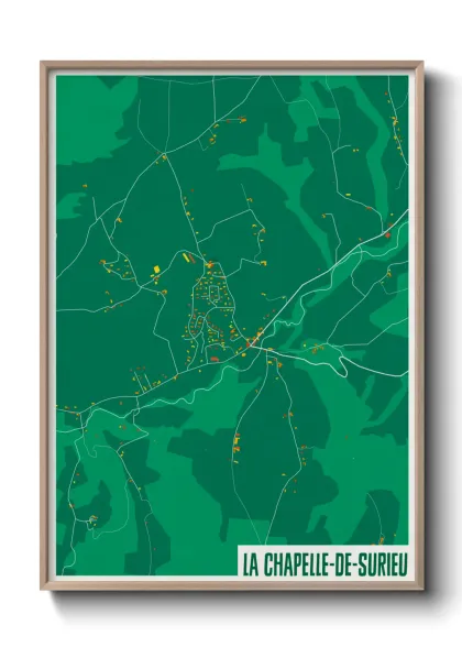 Une affiche de carte sur La Chapelle-de-Surieu