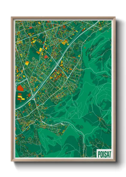 Une affiche de carte sur Poisat