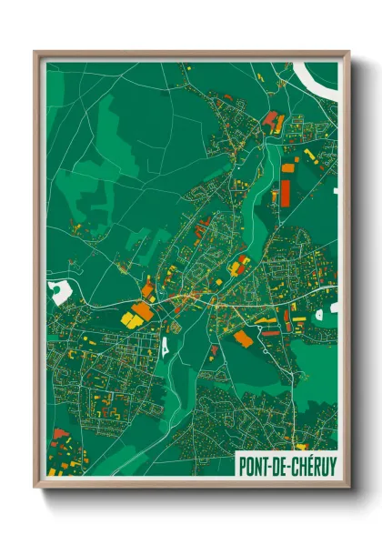 Une affiche de carte sur Pont-de-Chéruy