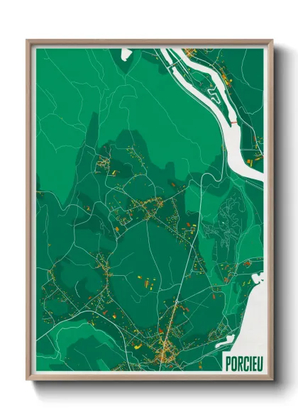 Une affiche de carte sur Porcieu
