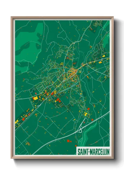 Une affiche de carte sur Saint-Marcellin