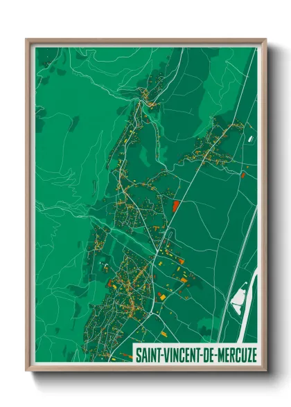 Une affiche de carte sur Saint-Vincent-de-Mercuze