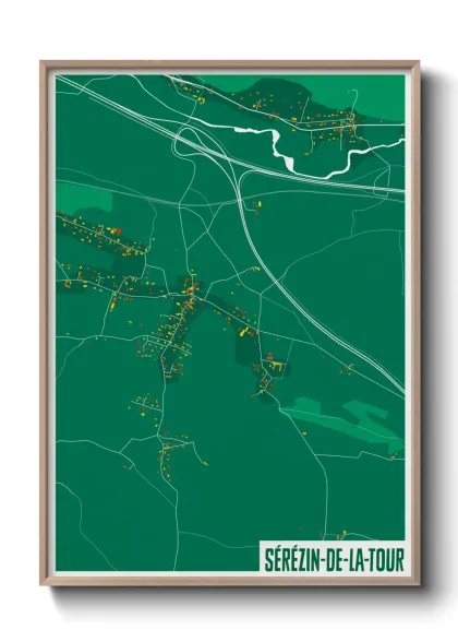 Une affiche de carte sur Sérézin-de-la-Tour