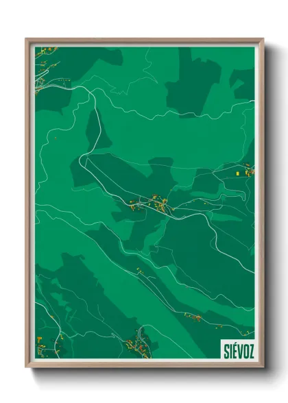 Une affiche de carte sur Siévoz