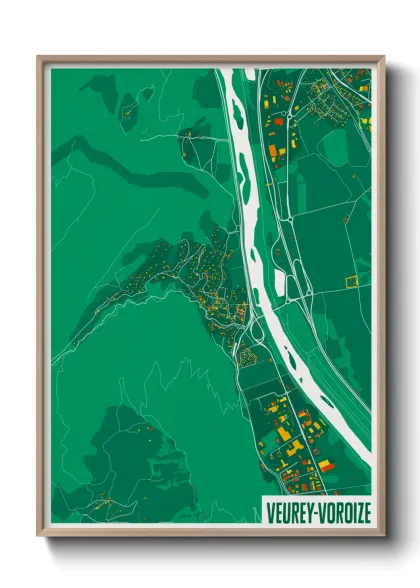 Une affiche de carte sur Veurey-Voroize