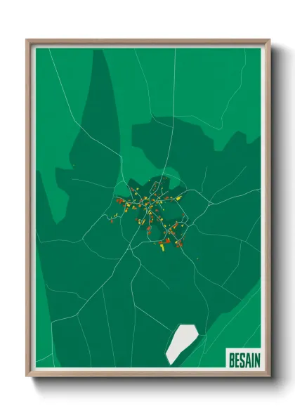 Une affiche de carte sur Besain