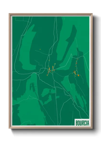Une affiche de carte sur Bourcia