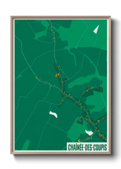 Une affiche de carte sur Chaînée-des-Coupis