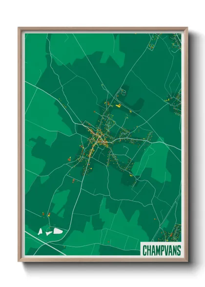 Une affiche de carte sur Champvans