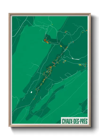 Une affiche de carte sur Chaux-des-Prés
