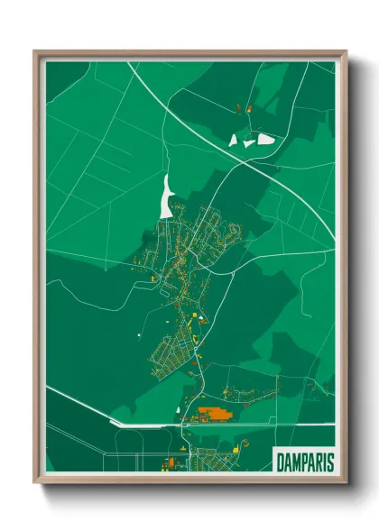 Une affiche de carte sur Damparis