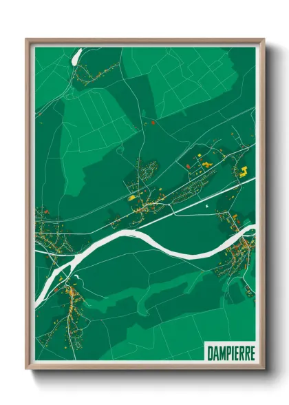Une affiche de carte sur Dampierre