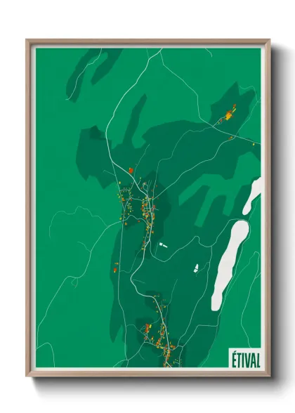 Une affiche de carte sur Étival