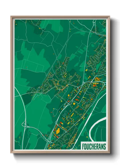 Une affiche de carte sur Foucherans