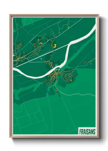 Une affiche de carte sur Fraisans