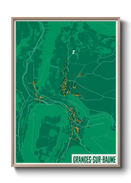 Une affiche de carte sur Granges-sur-Baume