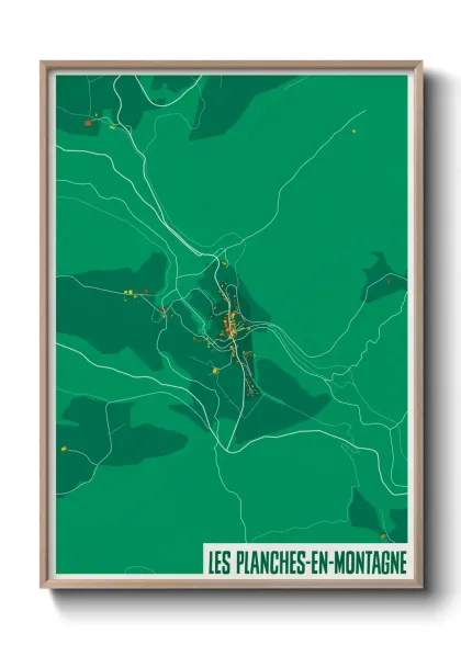 Une affiche de carte sur Les Planches-en-Montagne