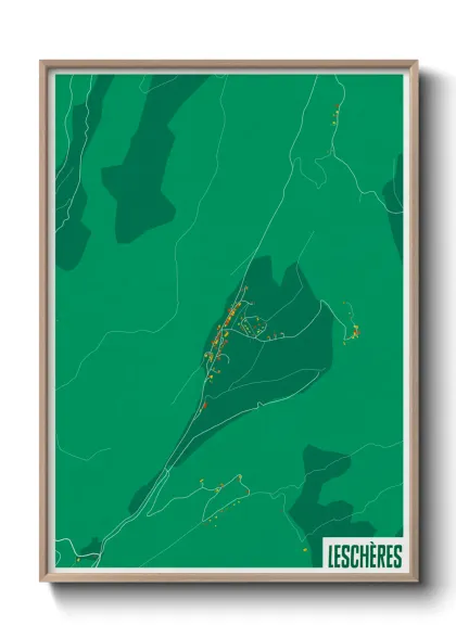 Une affiche de carte sur Leschères