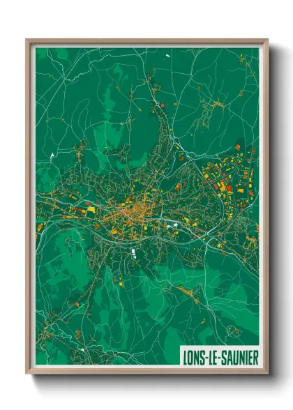 Une affiche de carte sur Lons-le-Saunier