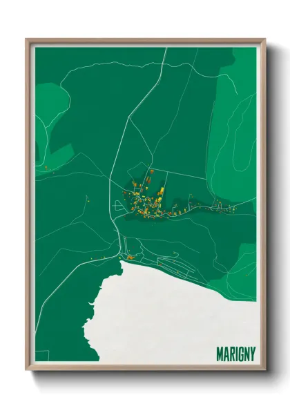 Une affiche de carte sur Marigny