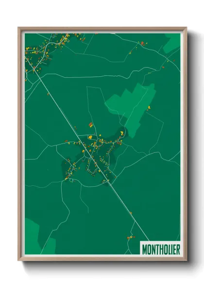 Une affiche de carte sur Montholier